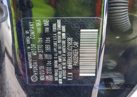 2020 Hyundai Venue Se z USA, uszkodzony, nr VIN KMHRB8A30LU029838